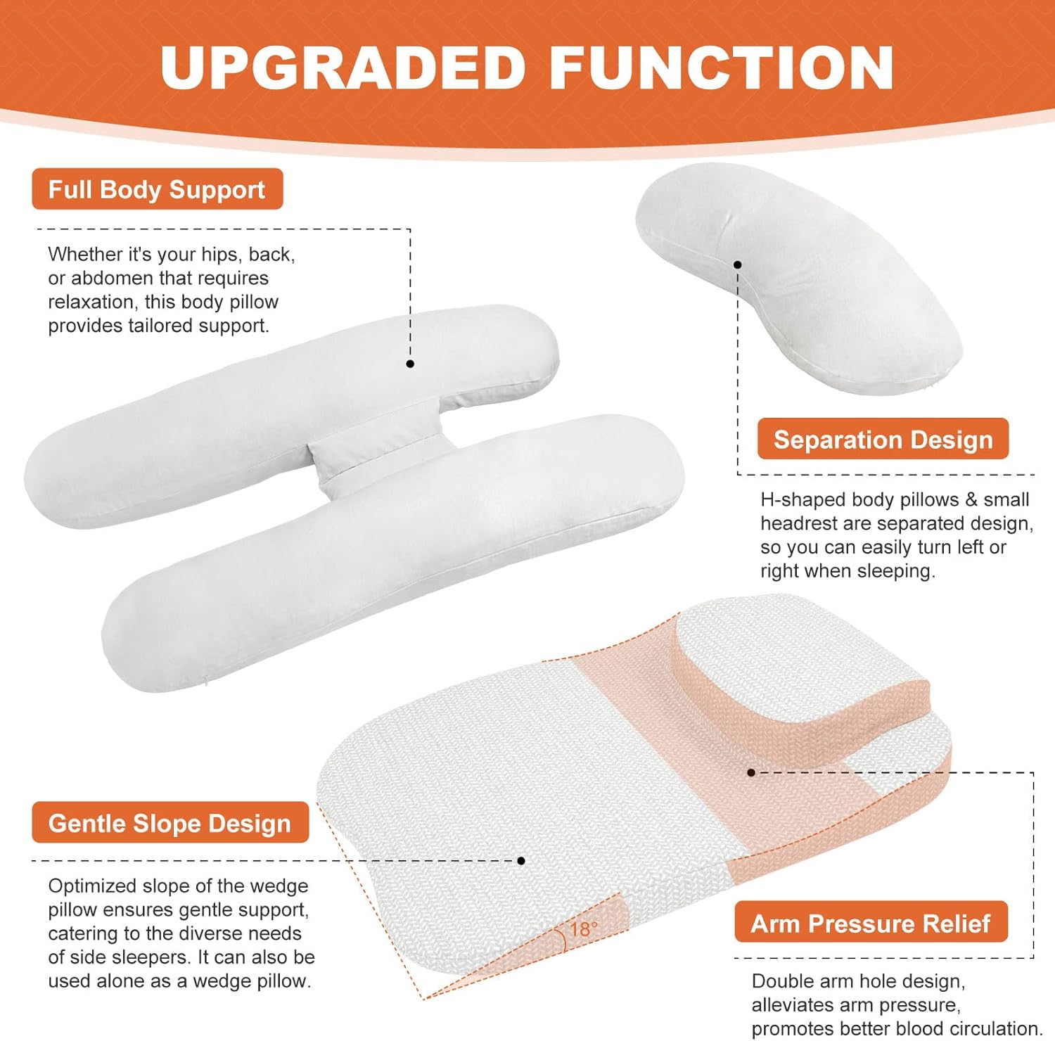 Daneey Side Sleeper Pillow with Arm Hole