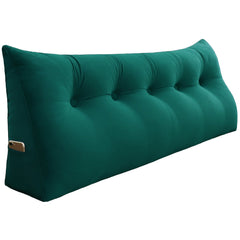Large Bolster Triangular Backrest Reading Pillow Velvet —Cyan