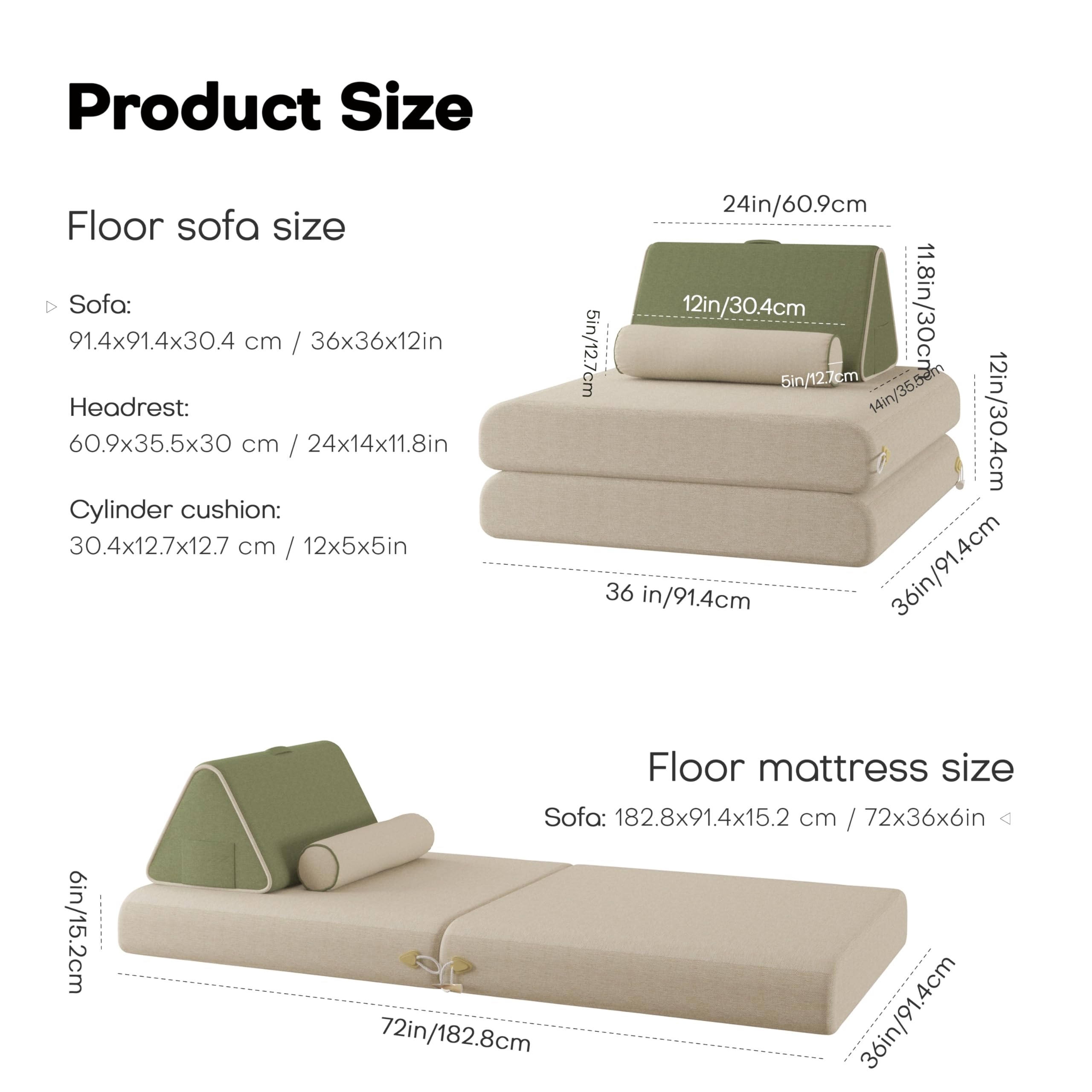 FlexiFold Adjustable Floor Sofa,36"