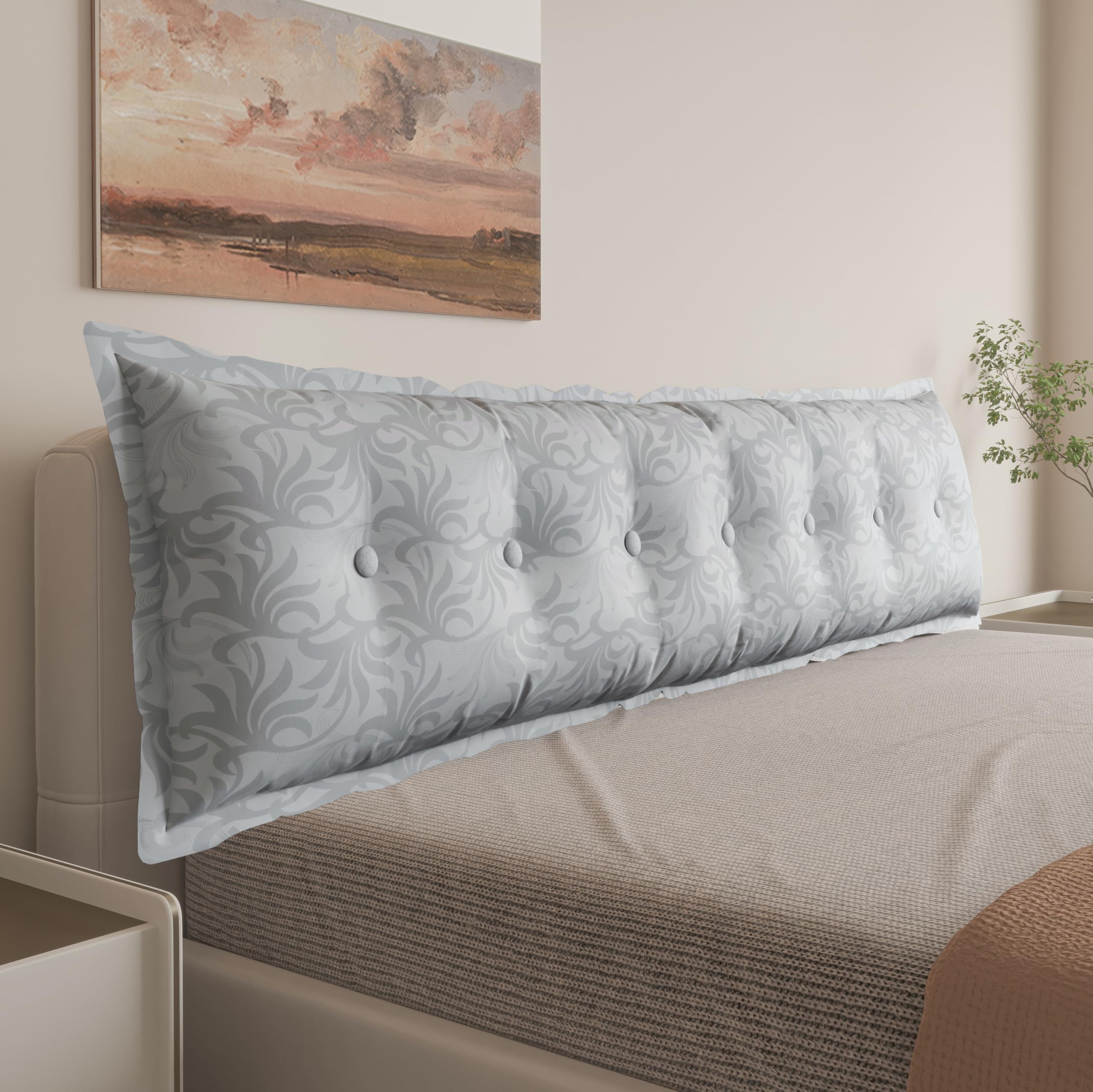 Rectangular Headboard Pillow 85% Linen & 15% Cotton Blend——Light Grey