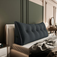 Large Wedge Headboard Backrest Reading Pillow — Deep Grey