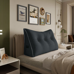 Large Wedge Headboard Backrest Reading Pillow — Deep Grey