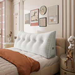 Large Wedge Headboard Backrest Reading Pillow — Flower White