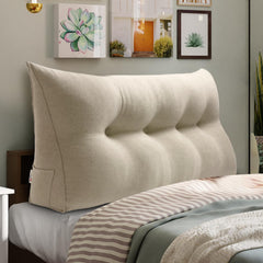 Triangular Headboard Pillow with Removable 85% Linen 15% Cotton Blend Cover——Natural