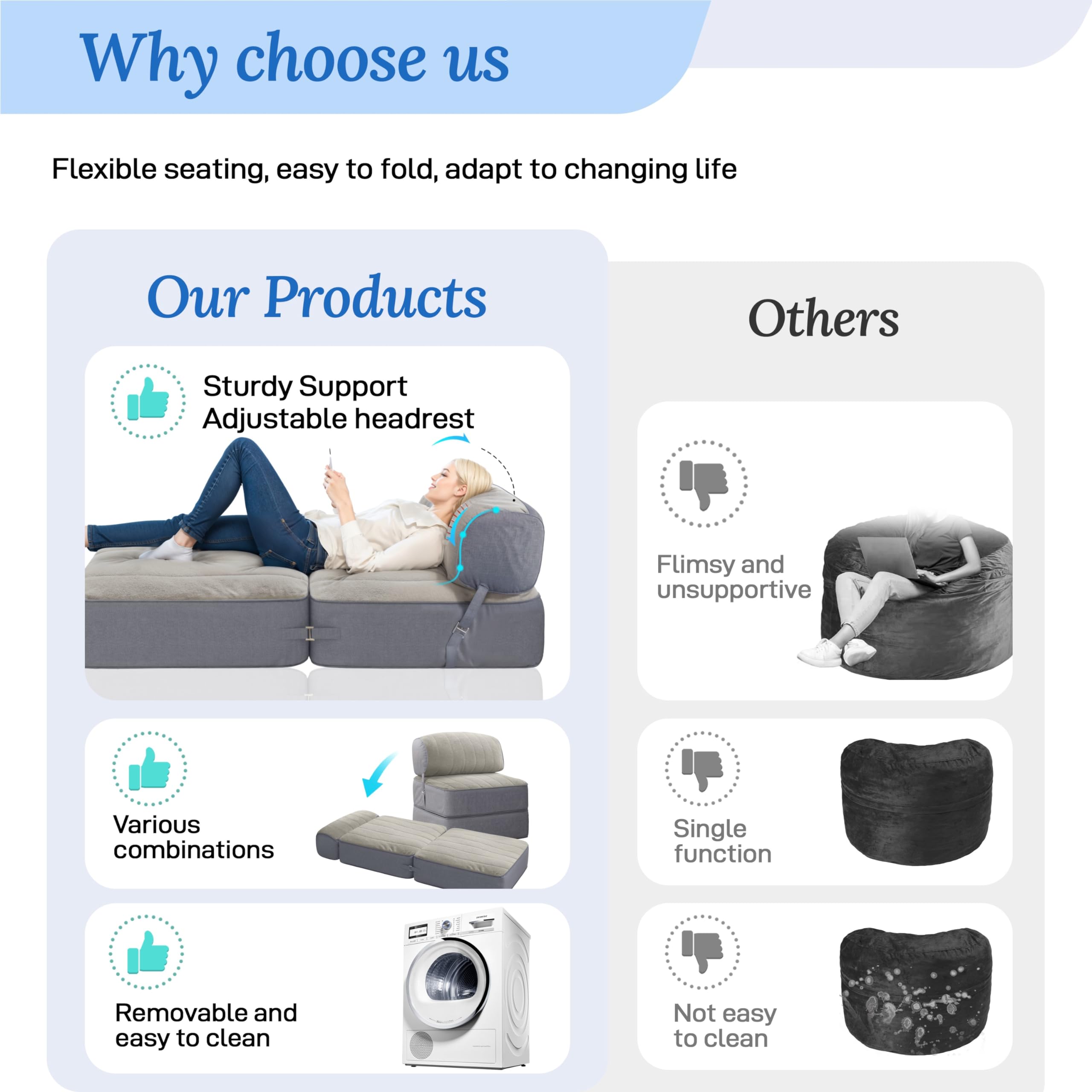 FlexiLounge Adjustable Sofa Bed, 30"