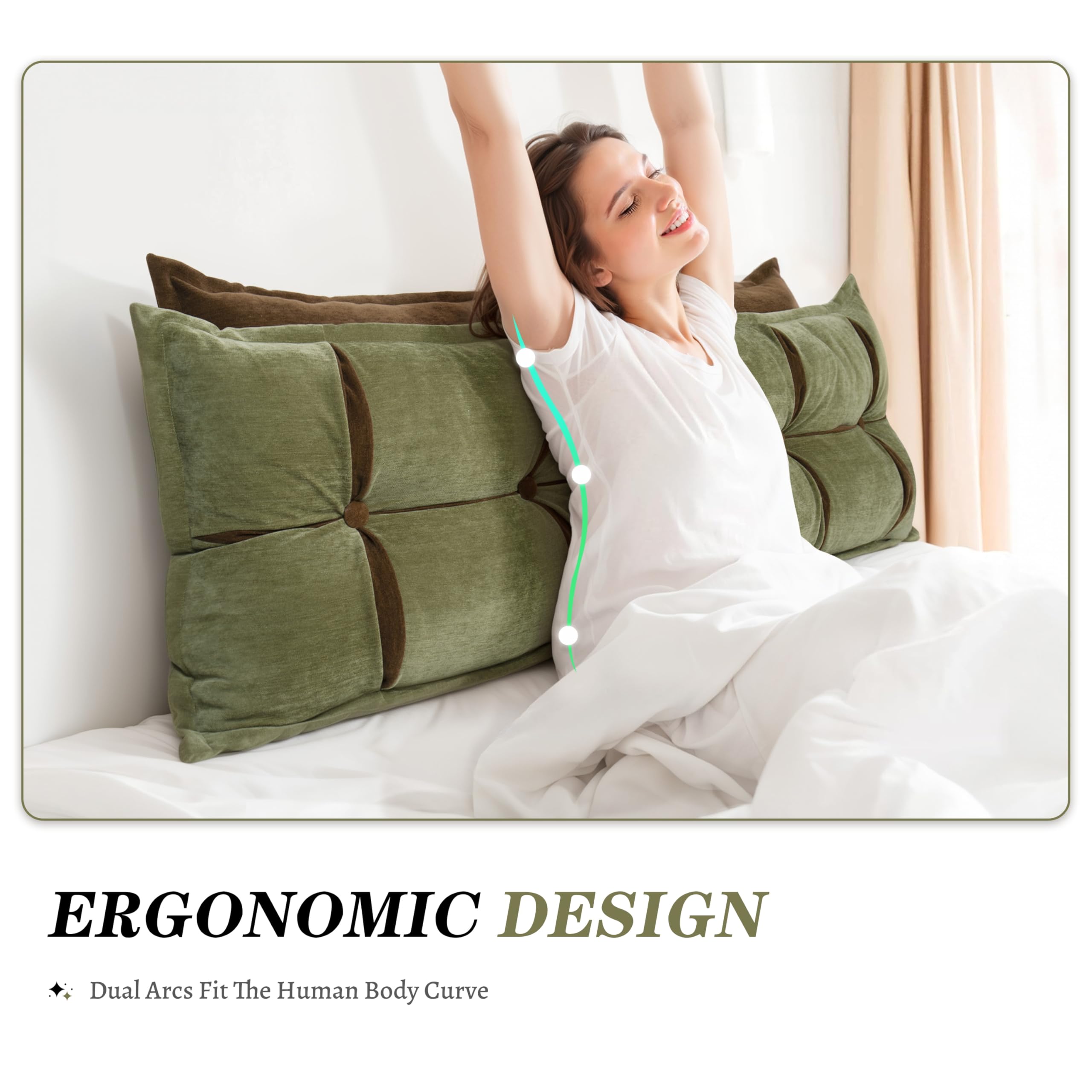 Double-layer Headboard Reading Pillow——Green