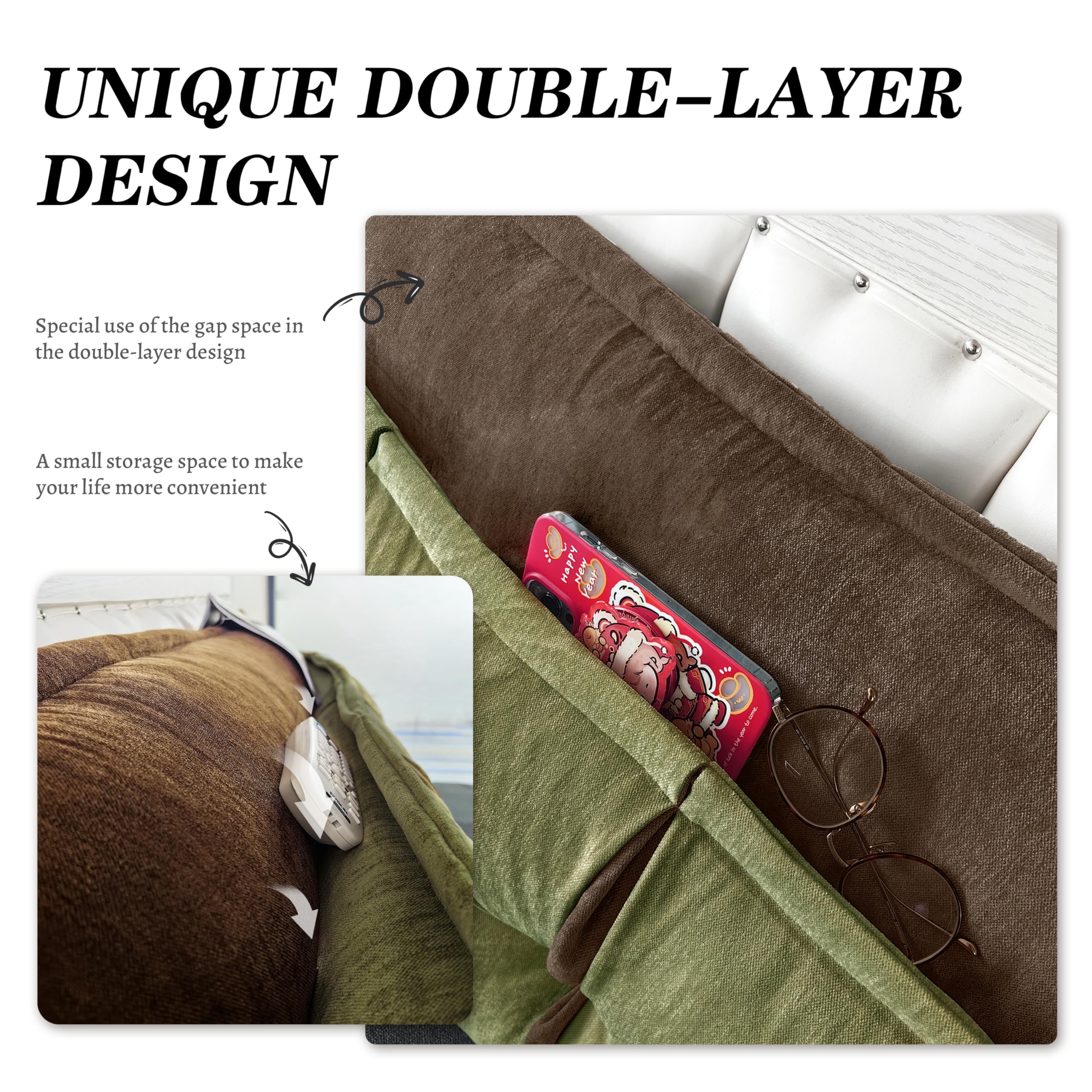 Double-layer Headboard Reading Pillow——Green