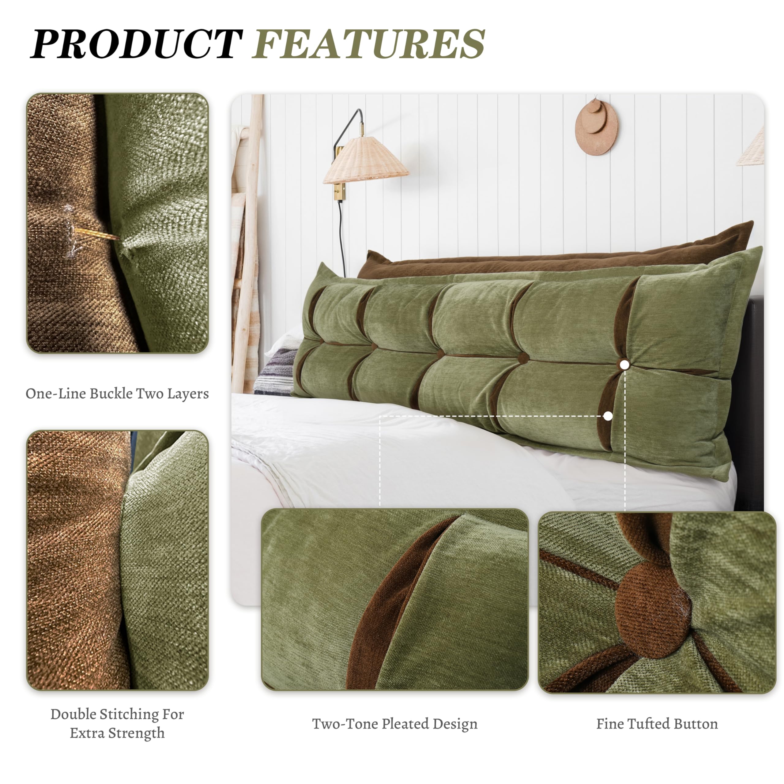 Double-layer Headboard Reading Pillow——Green