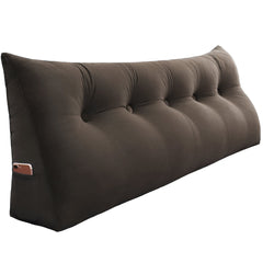 Large Bolster Triangular Backrest Reading Pillow Velvet —Coffee