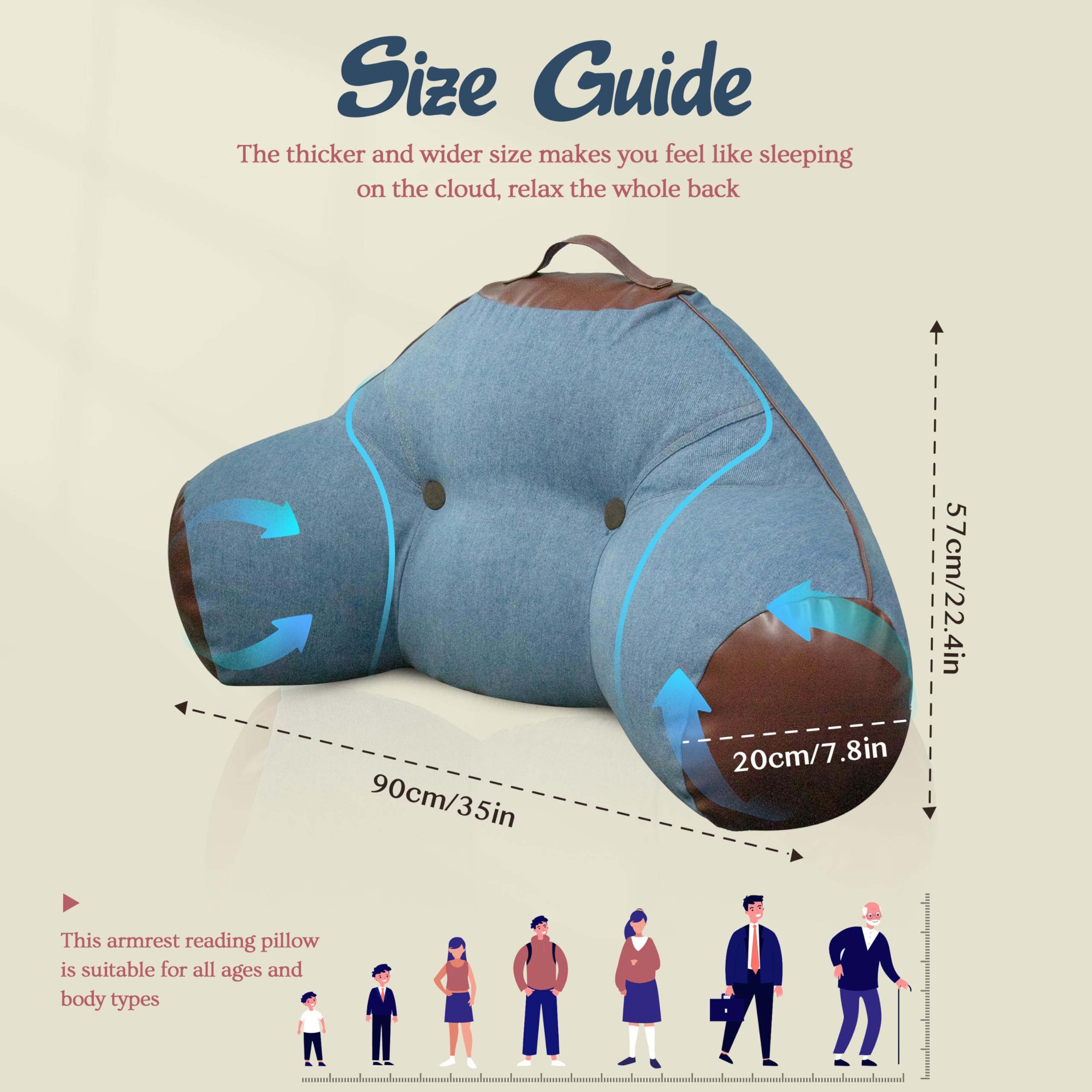 Denim Backrest Pillow with Arms