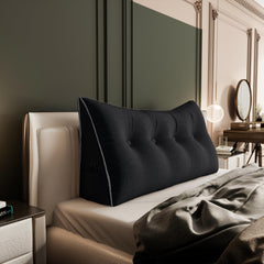 Large Wedge Headboard Backrest Reading Pillow — Secret Black