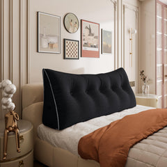 Large Wedge Headboard Backrest Reading Pillow — Secret Black
