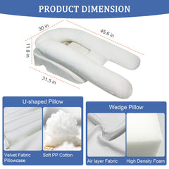 Large U-Shaped Ergonomic Side Sleeper Pillow with Arm Hole