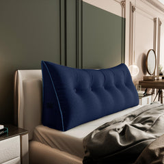 Large Wedge Headboard Backrest Reading Pillow — Silent Blue