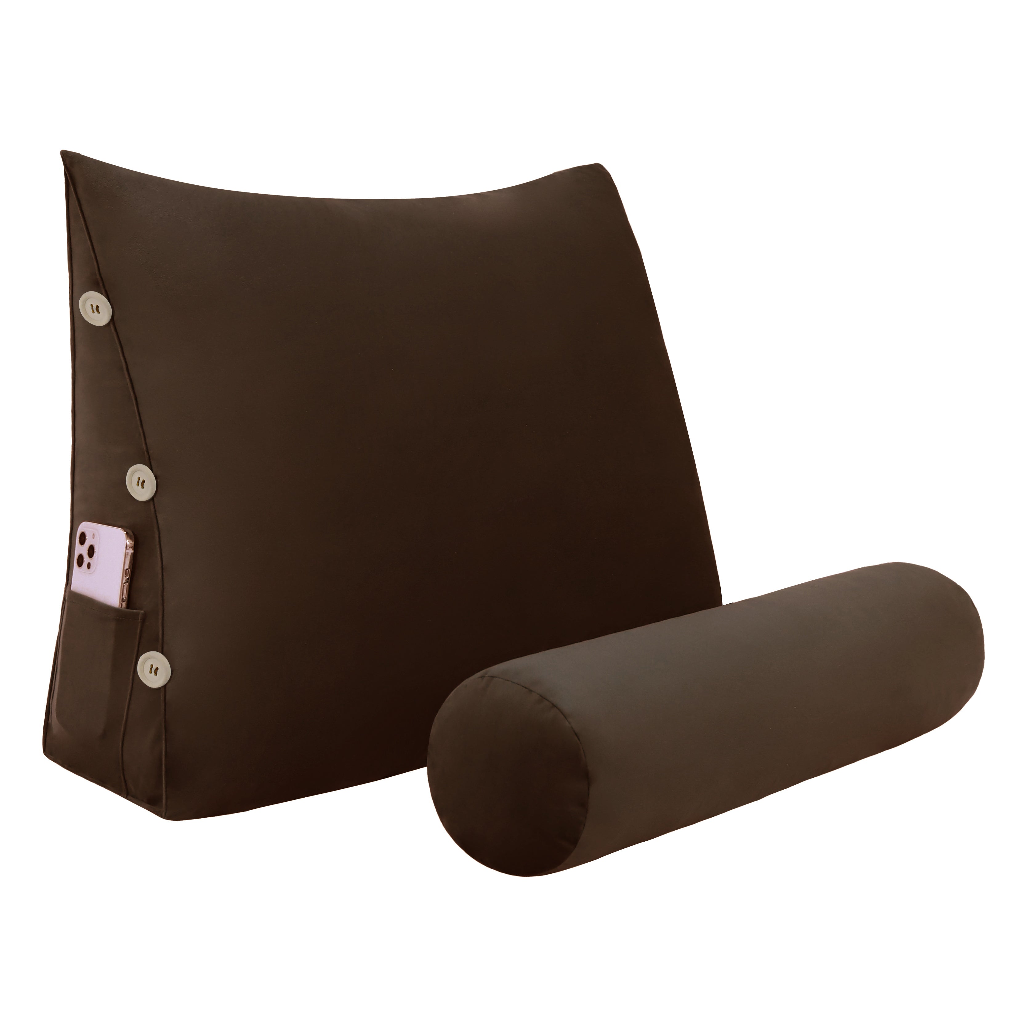 Adjustable Neck Back Support Pillows With Bolster Velvet