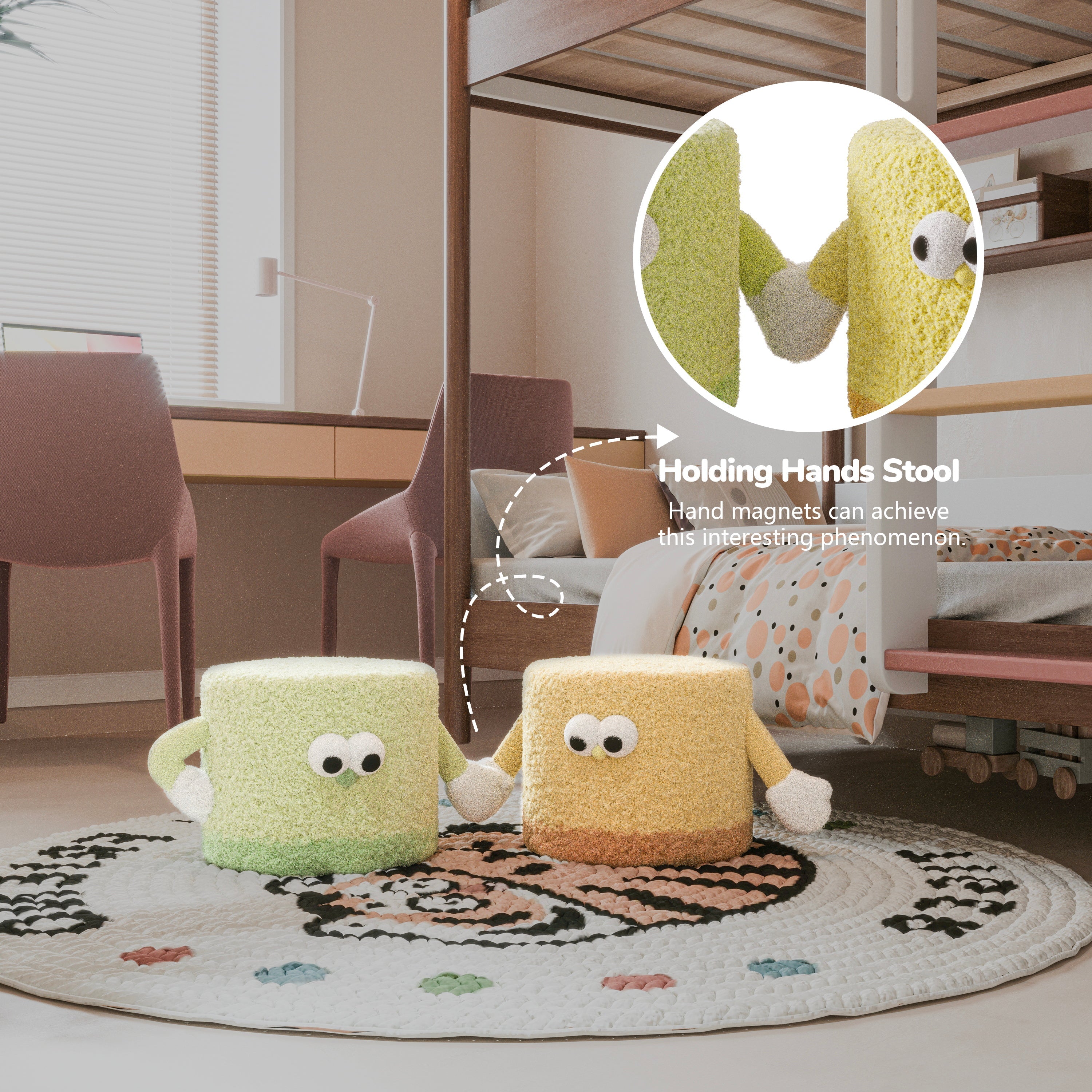 Kids Ottoman Footrest Foam Cushion Seat