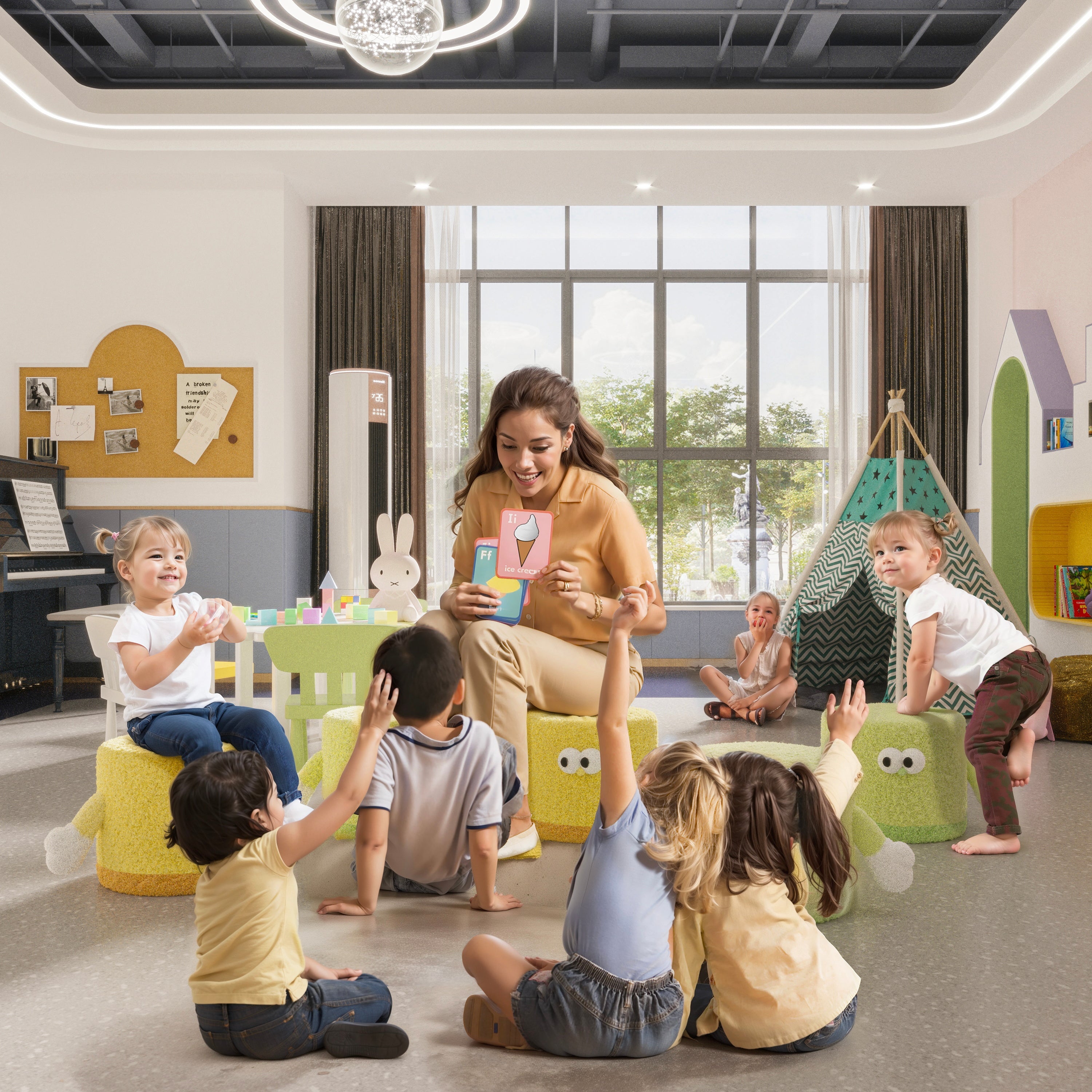 Kids Ottoman Footrest Foam Cushion Seat