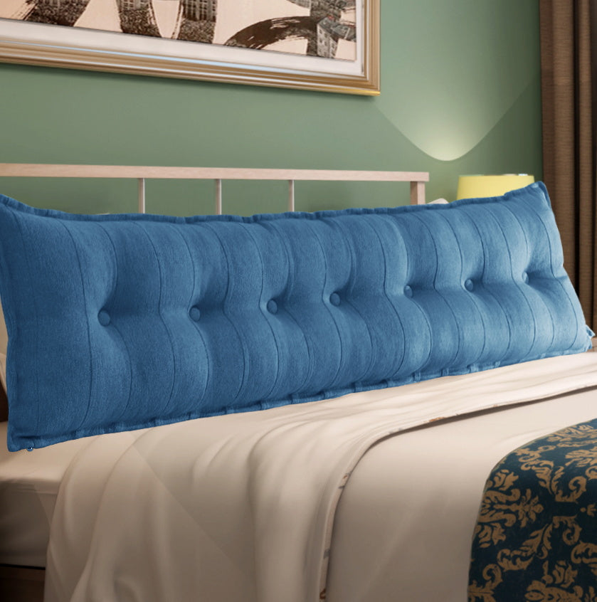 Rectangular Headboard Reading Body Pillow Linen-Blue